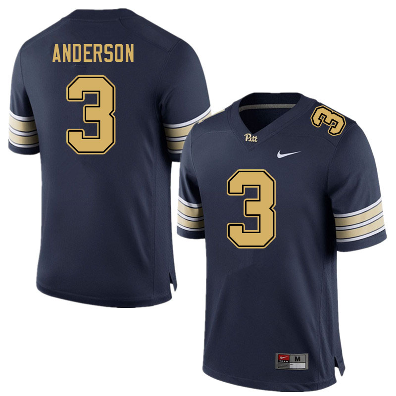 Men #3 Khalil Anderson Pitt Panthers College Football Jerseys Sale-Navy